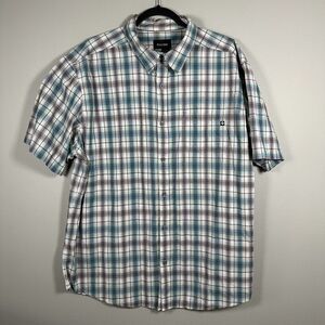 Marmot XXLarge Teal Burgundy Plaid‎ Short Sleeve Button Up Shirt
